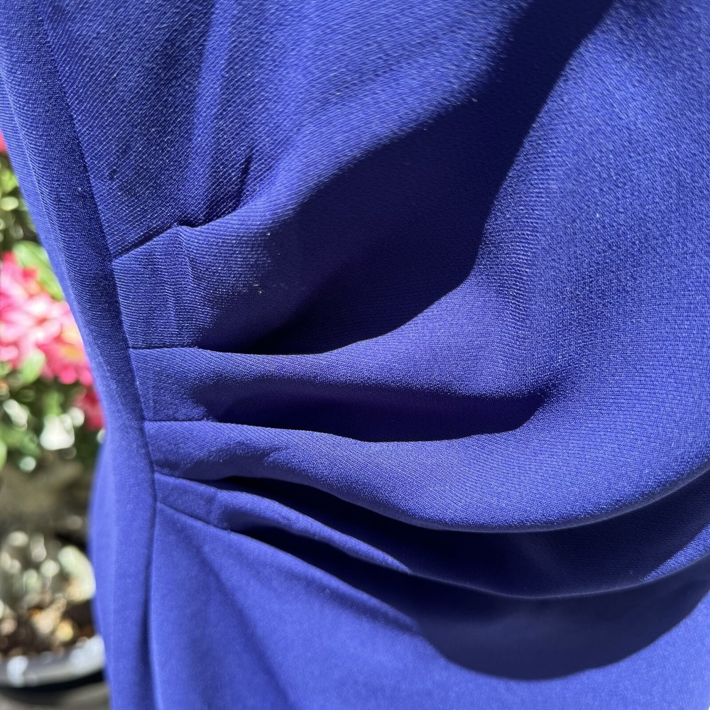 TAHARI. Blue Shift Dress. Envelope Collar. S 10. Cap sleeves. Midi. Fully Lined. - Picture 5 of 12